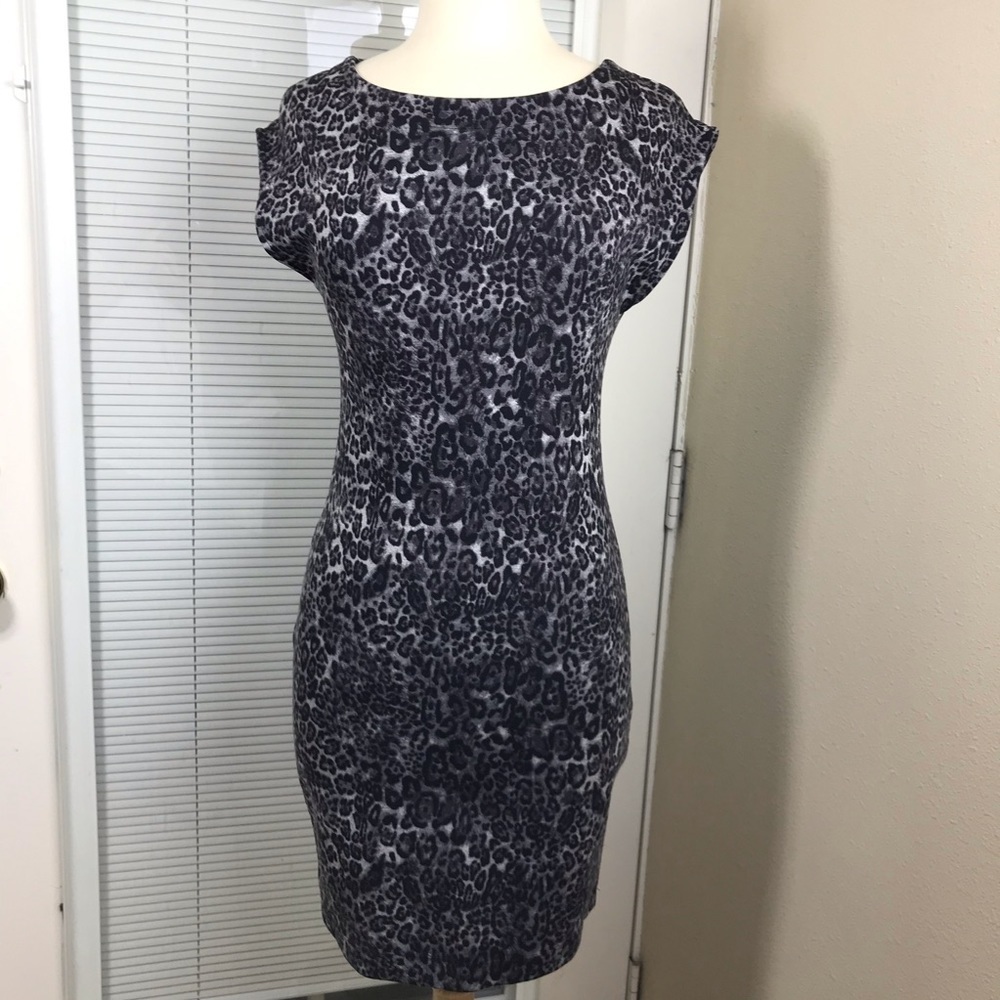 ZARA Animal print Black gray dress back zip